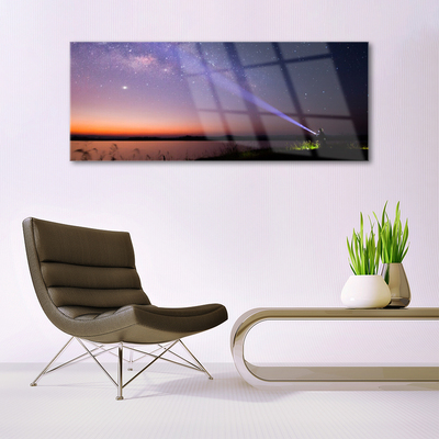 Tableaux sur verre Mer ciel paysage violet jaune noir