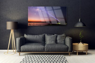 Tableaux sur verre Mer ciel paysage violet jaune noir