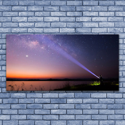 Tableaux sur verre Mer ciel paysage violet jaune noir