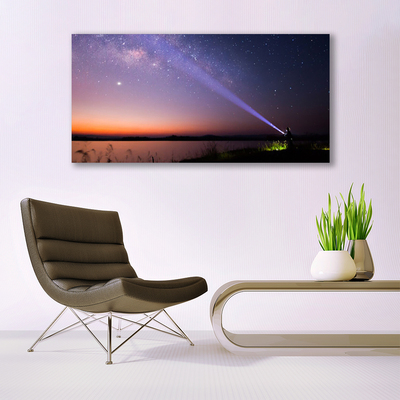 Tableaux sur verre Mer ciel paysage violet jaune noir