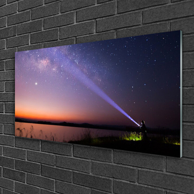 Tableaux sur verre Mer ciel paysage violet jaune noir