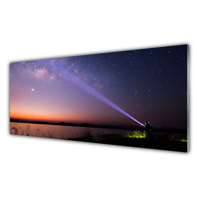 Tableaux sur verre Mer ciel paysage violet jaune noir