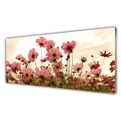 Tableaux sur verre Fleurs floral rose vert