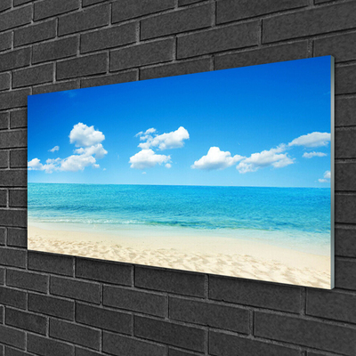 Tableaux sur verre Mer plage paysage blanc bleu