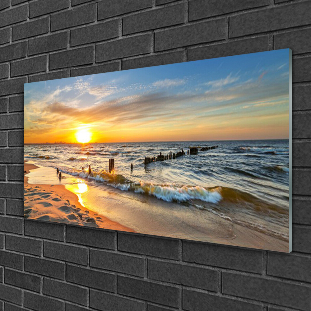 Tableau Sur Verre Tulup – 120x60 Cm, Impression Soleil Plage Mer, Moderne