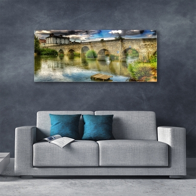 Tableaux sur verre Pont lac architecture brun vert