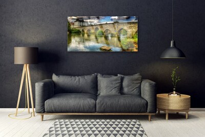 Tableaux sur verre Pont lac architecture brun vert