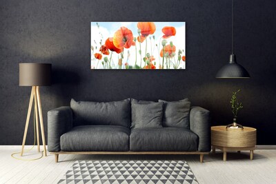 Tableaux sur verre Coquelicots floral rouge