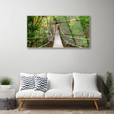 Tableaux sur verre Forêt pont nature brun vert