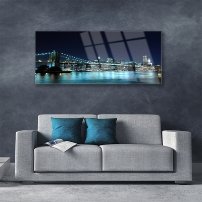 Tableaux sur verre Mer pont architecture bleu