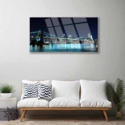 Tableaux sur verre Mer pont architecture bleu