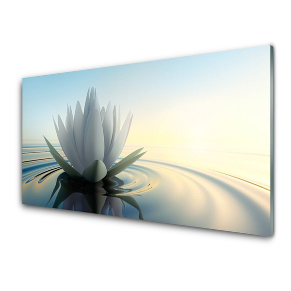 Tableaux sur verre Eau fleur art blanc bleu