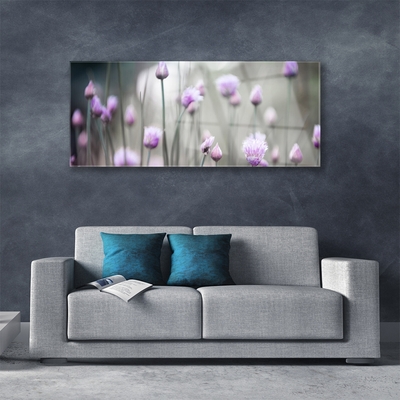 Tableaux sur verre Fleurs floral rose gris