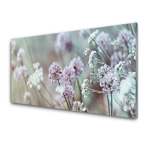 Tableaux sur verre Fleurs floral violet blanc