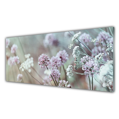 Tableaux sur verre Fleurs floral violet blanc