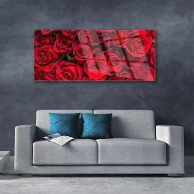 Tableaux sur verre Roses floral rouge