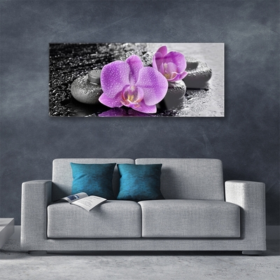 Tableaux sur verre Pierres fleurs floral rose noir gris