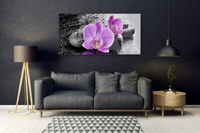 Tableaux sur verre Pierres fleurs floral rose noir gris