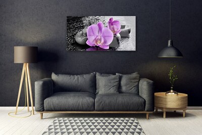 Tableaux sur verre Pierres fleurs floral rose noir gris