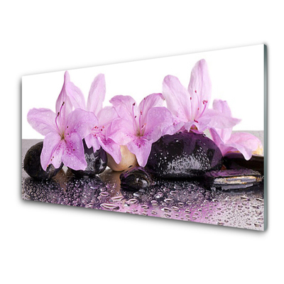 Tableaux sur verre Pierres fleurs floral rose noir