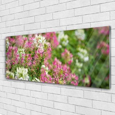 Tableaux sur verre Fleurs floral rose blanc vert