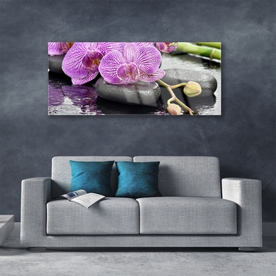 Tableaux sur verre Pierres fleurs floral rose gris