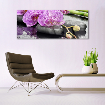 Tableaux sur verre Pierres fleurs floral rose gris