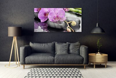 Tableaux sur verre Pierres fleurs floral rose gris