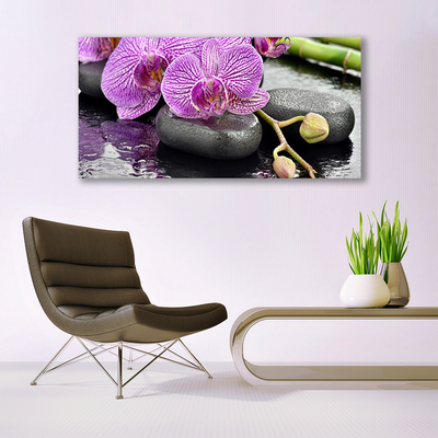 Tableaux sur verre Pierres fleurs floral rose gris