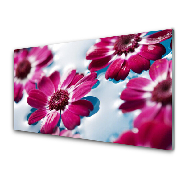 Tableaux sur verre Fleurs floral rouge bleu