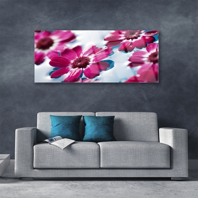 Tableaux sur verre Fleurs floral rouge bleu