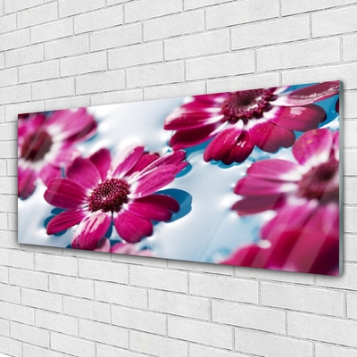 Tableaux sur verre Fleurs floral rouge bleu