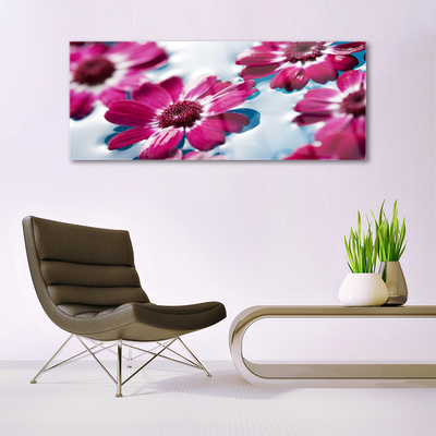 Tableaux sur verre Fleurs floral rouge bleu