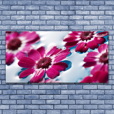 Tableaux sur verre Fleurs floral rouge bleu