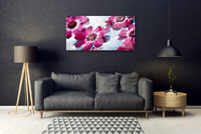 Tableaux sur verre Fleurs floral rouge bleu