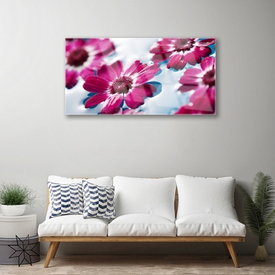 Tableaux sur verre Fleurs floral rouge bleu