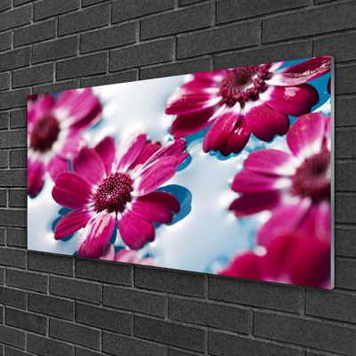 Tableaux sur verre Fleurs floral rouge bleu