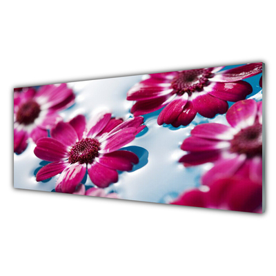 Tableaux sur verre Fleurs floral rouge bleu