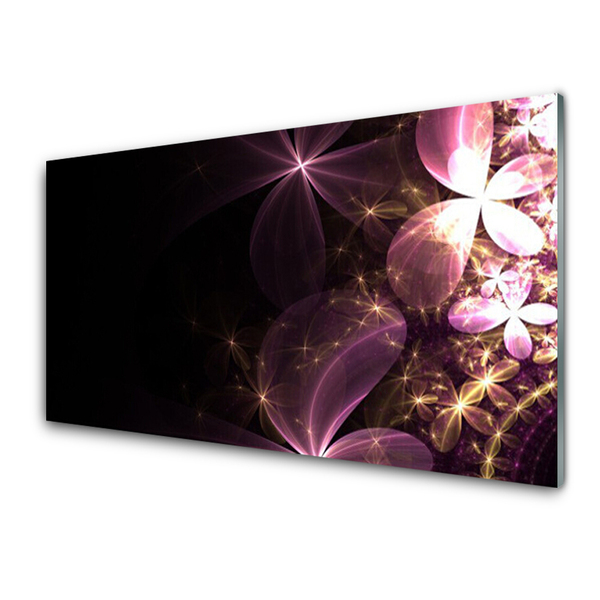 Tableaux sur verre Abstrait art noir rose or