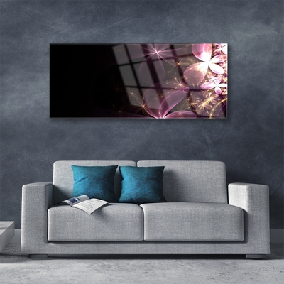 Tableaux sur verre Abstrait art noir rose or