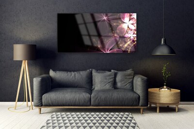 Tableaux sur verre Abstrait art noir rose or