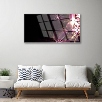 Tableaux sur verre Abstrait art noir rose or