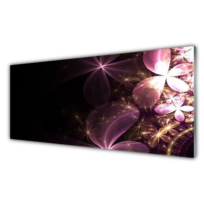 Tableaux sur verre Abstrait art noir rose or