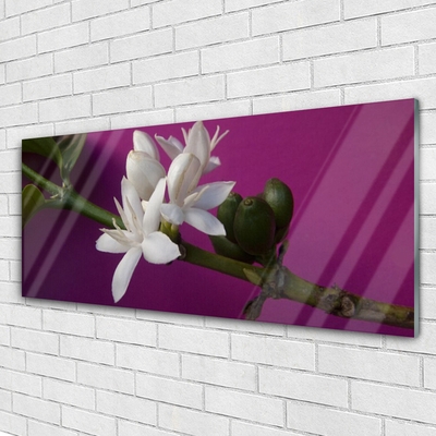 Tableaux sur verre Fleur floral blanc vert