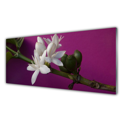 Tableaux sur verre Fleur floral blanc vert