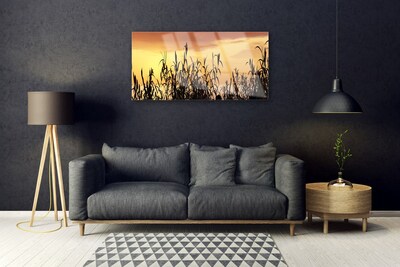 Tableaux sur verre Feuilles floral noir