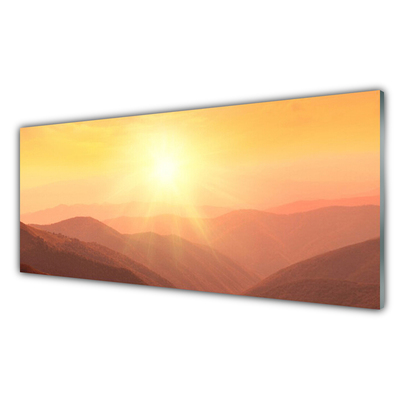 Tableaux sur verre Montagne paysage jaune brun