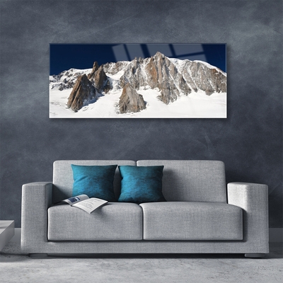 Tableaux sur verre Neige montagne paysage blanc gris