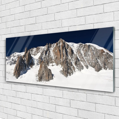 Tableaux sur verre Neige montagne paysage blanc gris