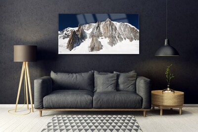 Tableaux sur verre Neige montagne paysage blanc gris